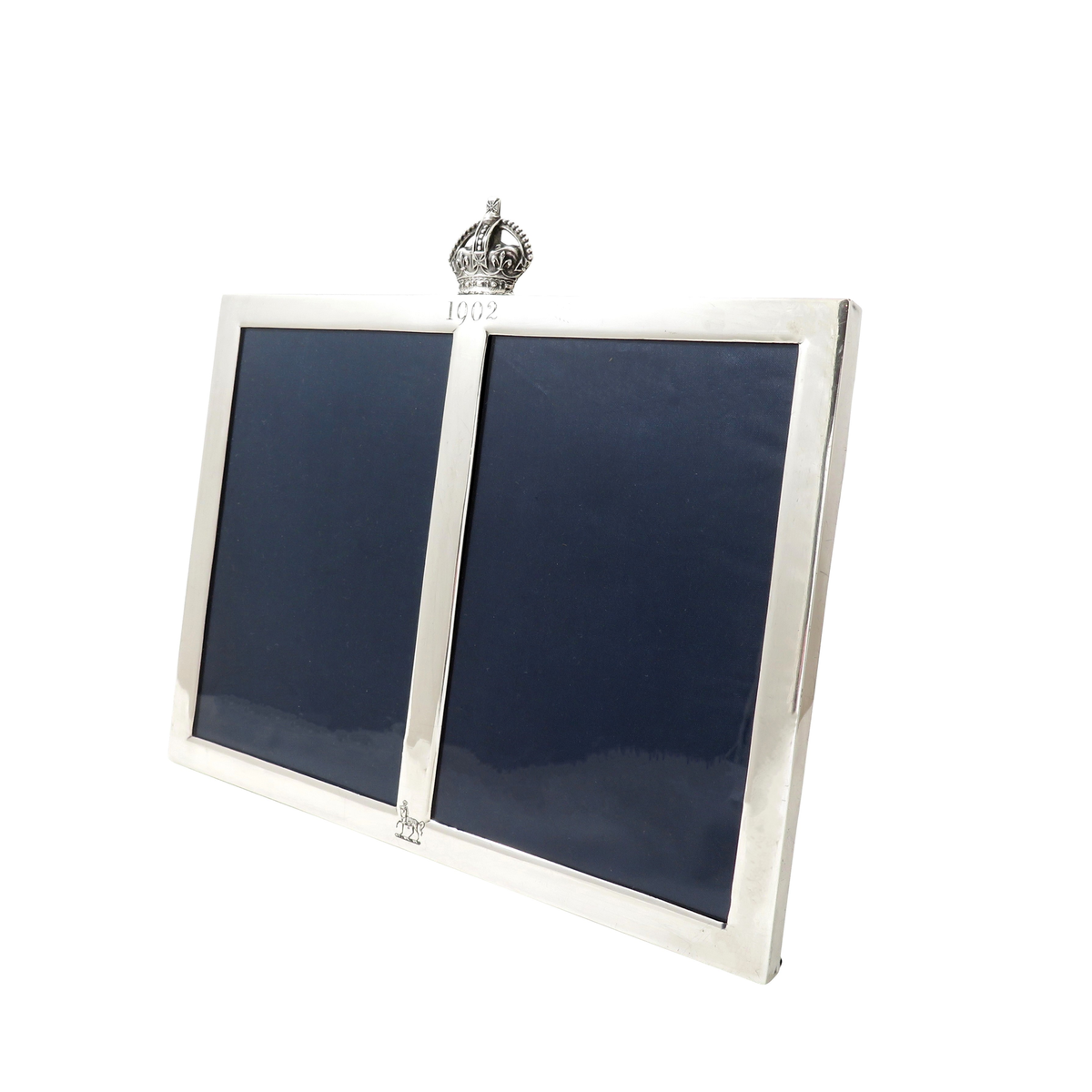 Antique Edwardian Sterling Silver Double 'Coronation' Photo Frame 1901