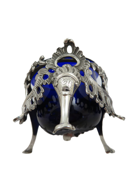 Pair of Antique Victorian Sterling Silver Salts with Liners 1845