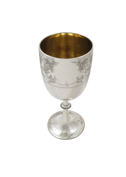 Antique Victorian Sterling Silver 8 1/2" Wine Goblet 1884