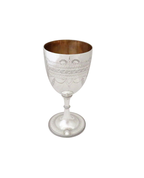 Antique Victorian Sterling Silver 6 1/2" Wine Goblet 1871
