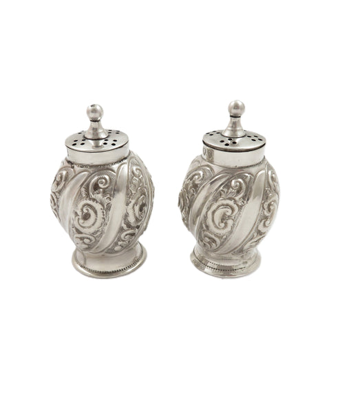 Pair of Antique Victorian Sterling Silver Peppers in Case 1892