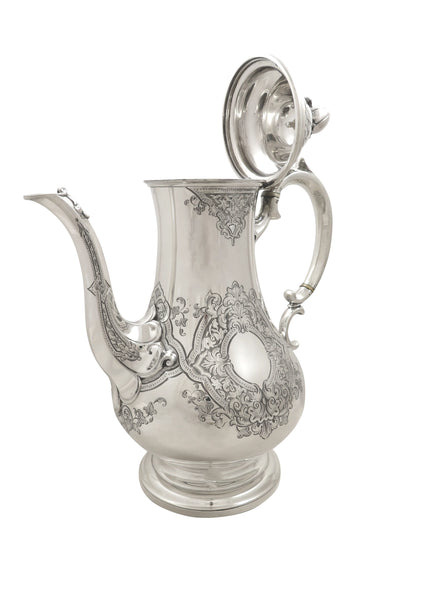 Antique Victorian Sterling Silver Coffee Pot 1858 - Tutum Refugium