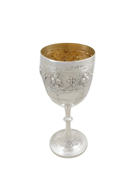 Antique Victorian Sterling Silver 7 3/4" Wine Goblet 1871