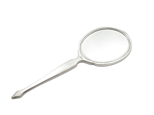 Vintage Sterling Silver & Hand Painted Floral Enamel Hand Mirror 1957