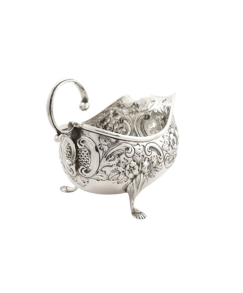 Antique Victorian Sterling Silver Gravy Jug / Sauce Boat 1890