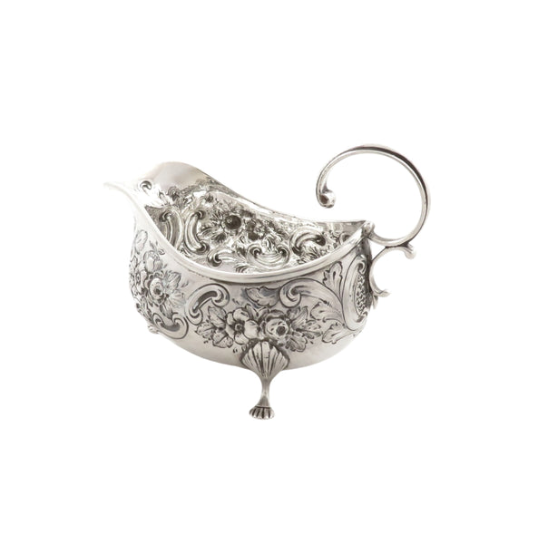 Antique Victorian Sterling Silver Gravy Jug / Sauce Boat 1890