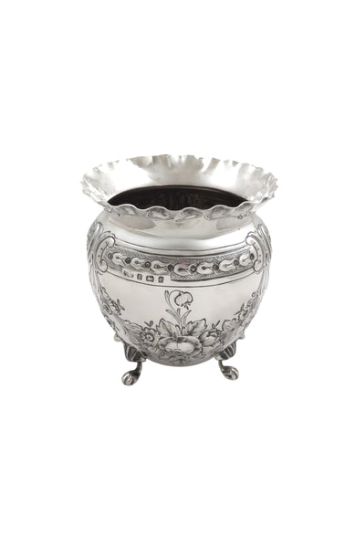 Antique Edwardian Sterling Silver Planter / Pot 1902