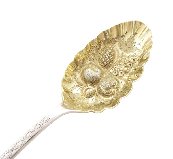 Set of 4 Antique Sterling Silver Berry Spoons & Sifter Spoon 1896 / 1801