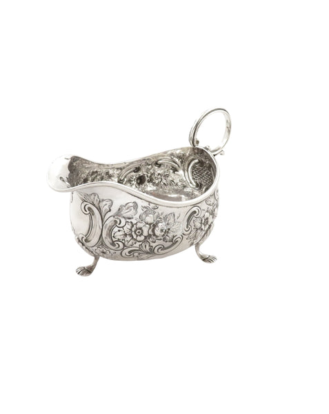 Antique Victorian Sterling Silver Gravy Jug / Sauce Boat 1890