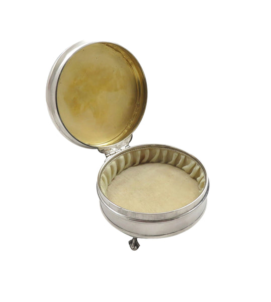 Antique Sterling Silver & Yellow Enamel Trinket Box 1935