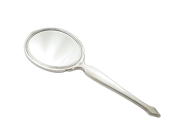 Vintage Sterling Silver & Hand Painted Floral Enamel Hand Mirror 1957