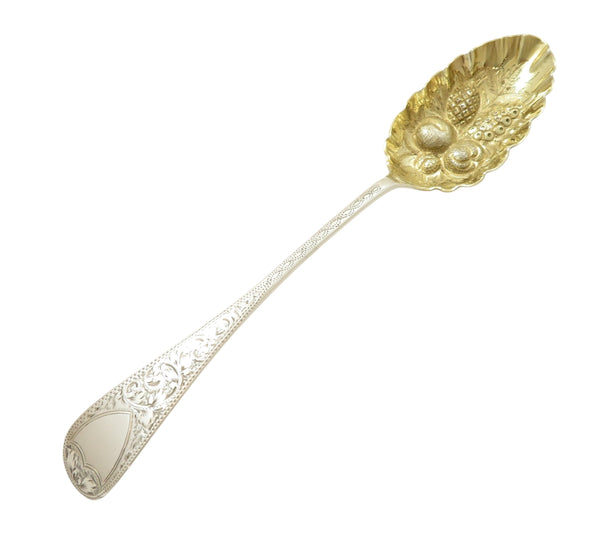 Set of 4 Antique Sterling Silver Berry Spoons & Sifter Spoon 1896 / 1801