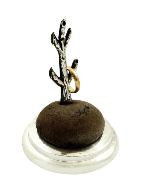 Antique Sterling Silver Ring Tree / Pin Cushion Stand 1912