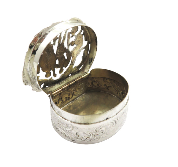 Antique Edwardian Sterling Silver Pierced Top Box 1905