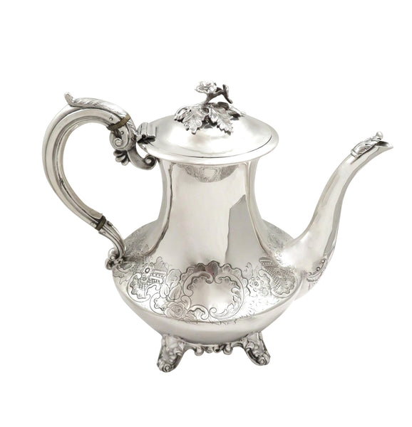 Antique Early Victorian Sterling Silver Coffee Pot 1839