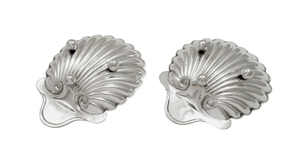 Pair of Antique Victorian Sterling Silver Shell Dishes 1895