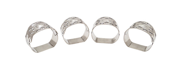 Set of 4 Antique Edwardian Sterling Silver Napkin Rings 1905