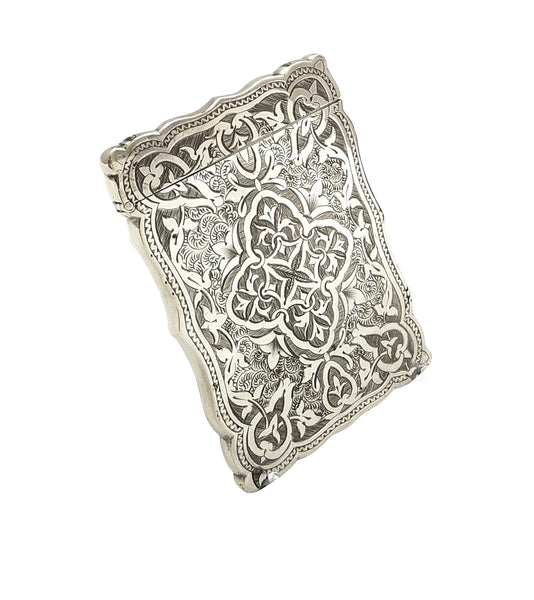 Antique Victorian Sterling Silver Card Case 1878