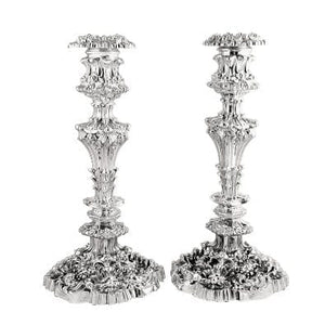 SILVER CANDLESTICKS & CHAMBERSTICKS