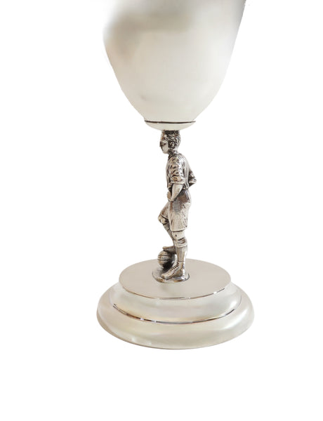Antique George V Sterling Silver 9" Football Trophy / Goblet 1912