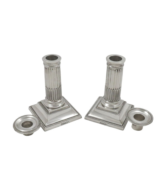 Pair of Antique Edwardian Sterling Silver 5" Candlesticks 1909