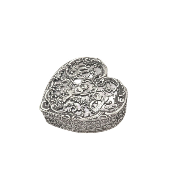 Antique Victorian Sterling Silver 'Heart' Trinket Box 1891