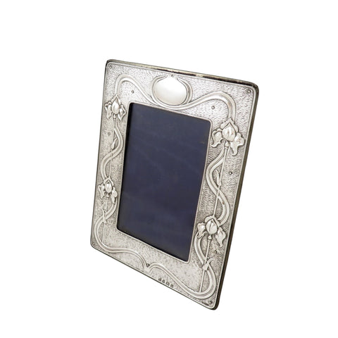 Antique Art Nouveau Sterling Silver 8" Photo Frame 1903