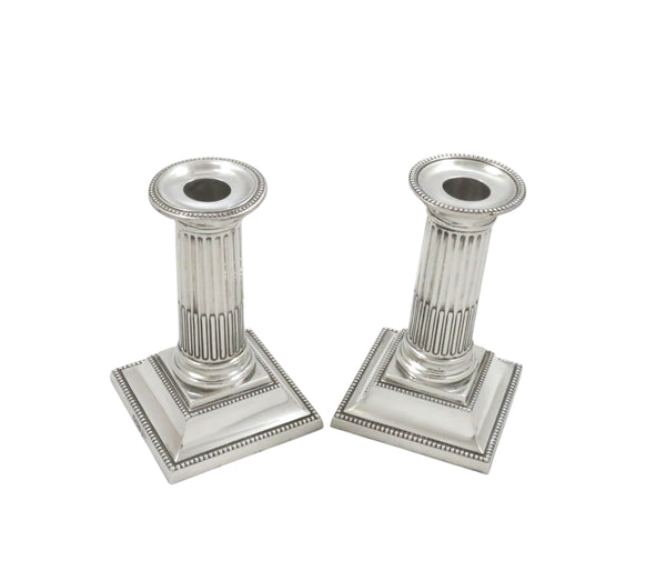 Pair of Antique Edwardian Sterling Silver 5" Candlesticks 1909