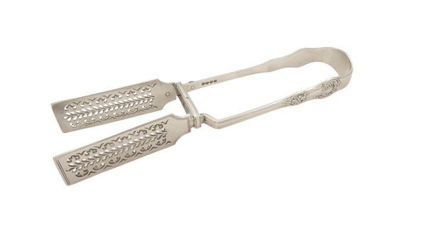 Pair of Antique William IV Sterling Silver Asparagus Serving Tongs 1834