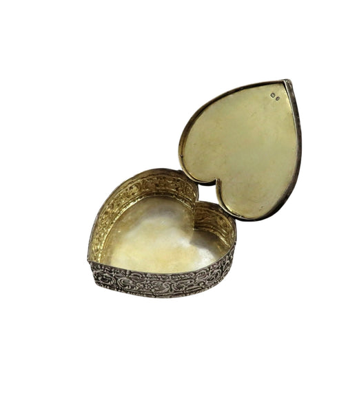 Antique Victorian Sterling Silver 'Heart' Trinket Box 1891