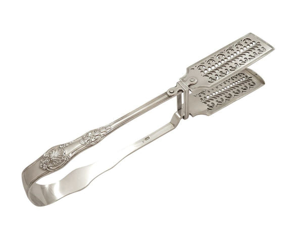 Pair of Antique William IV Sterling Silver Asparagus Serving Tongs 1834