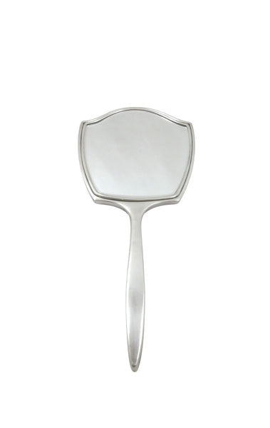 Antique Art Deco Sterling Silver & Pink Enamel Hand Mirror 1938