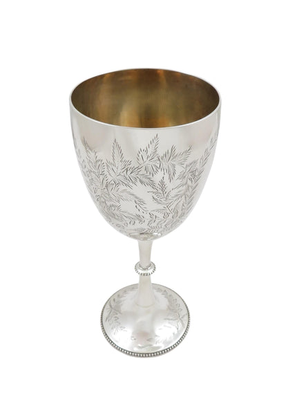 Antique Victorian Sterling Silver 6 1/2" Wine Goblet 1878