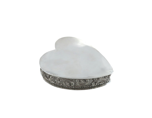 Antique Victorian Sterling Silver 'Heart' Trinket Box 1900