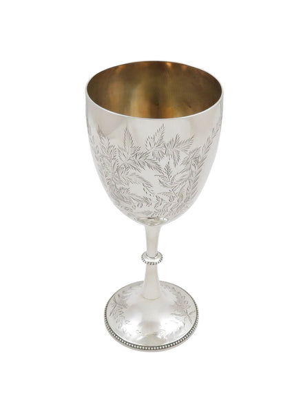 Antique Victorian Sterling Silver 6 1/2" Wine Goblet 1878