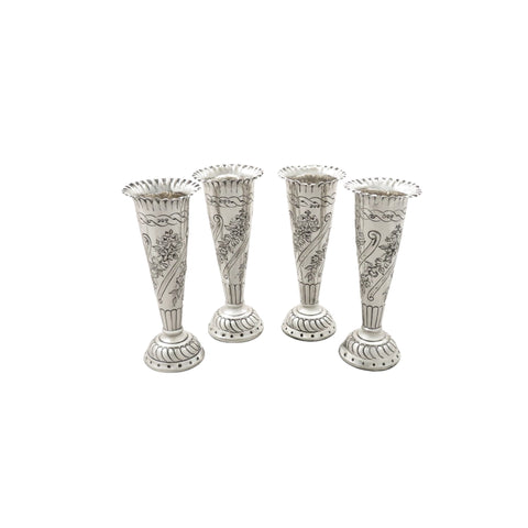 Set of 4 Antique Victorian Sterling Silver Vases 1891