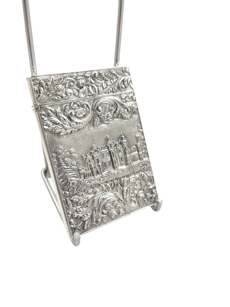 Antique Victorian Sterling Silver 'Newstead Abbey/Abbotsford House' Card Case 1841