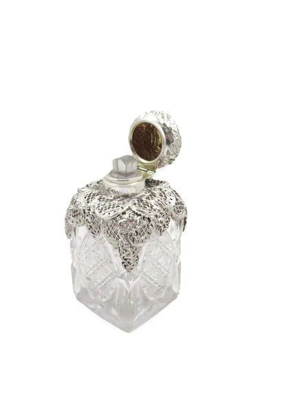 Antique Victorian Sterling Silver 5 1/2" Perfume / Scent Bottle 1896