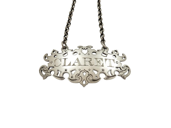 Antique Victorian Sterling Silver 'Claret' Wine Label 1840