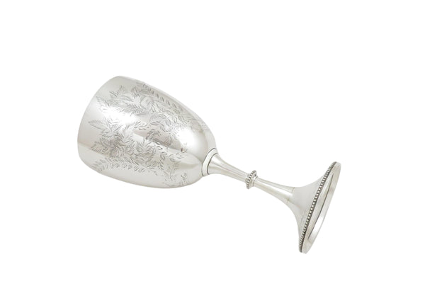 Antique Victorian Sterling Silver 6 1/2" Wine Goblet 1878