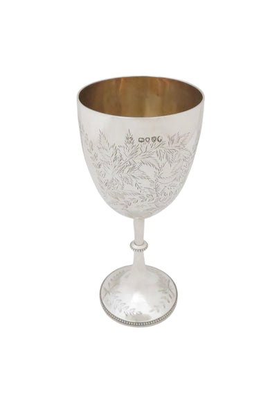 Antique Victorian Sterling Silver 6 1/2" Wine Goblet 1878