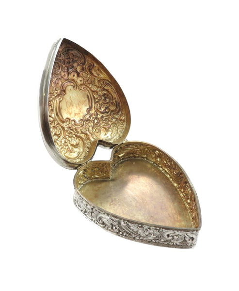 Antique Victorian Sterling Silver 'Heart' Trinket Box 1900