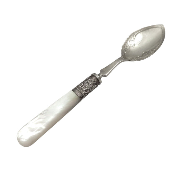 Antique Edwardian Sterling Silver & Mother of Pearl Toast / Crumpet Cutlery Set 1906
