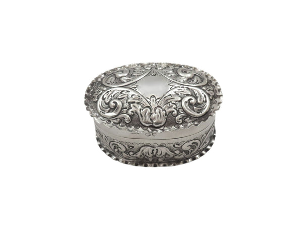 Antique Victorian Sterling Silver Oval Trinket Box 1893