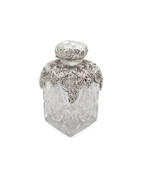 Antique Victorian Sterling Silver 5 1/2" Perfume / Scent Bottle 1896