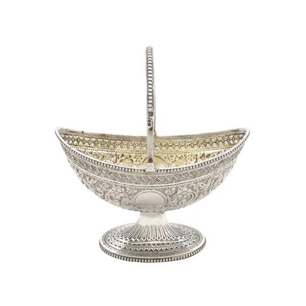 Antique Victorian Sterling Silver Basket with Birds 1879