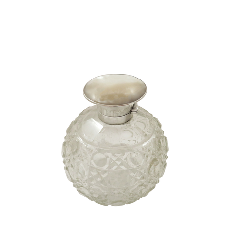 Antique Sterling Silver, Cut Glass & Mother of Pearl Scent / Perfume Bottle 1922