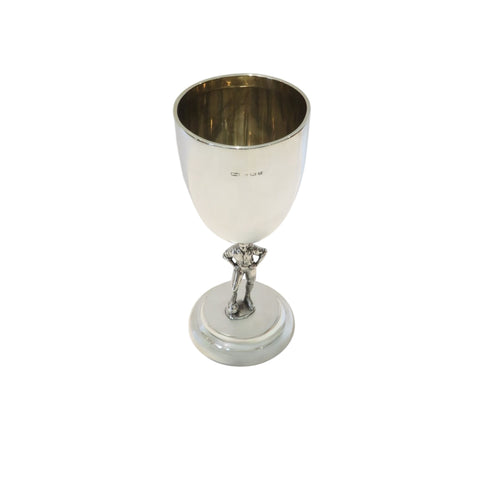 Antique George V Sterling Silver 9" Football Trophy / Goblet 1912