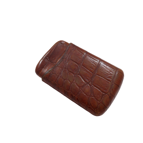Antique Victorian Crocodile Leather Cigar Case c1880