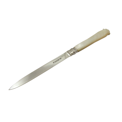 Antique Victorian Sterling Silver & Mother of Pearl Letter Opener 1868